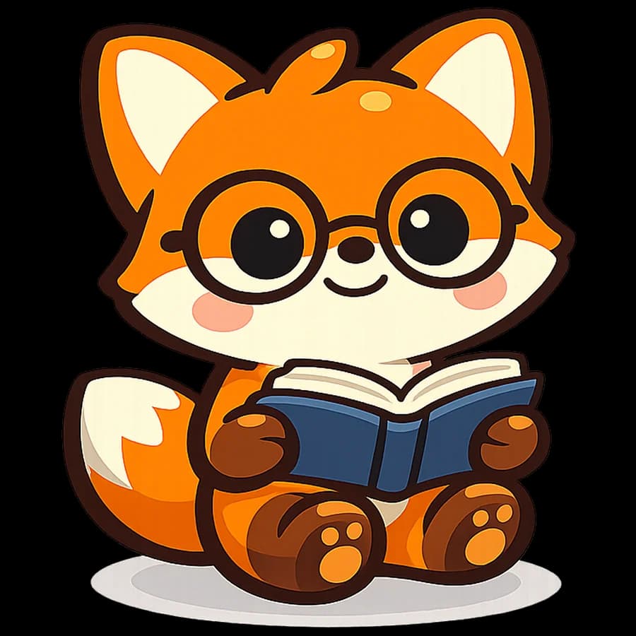 Vulpi fox relaxing with a book
